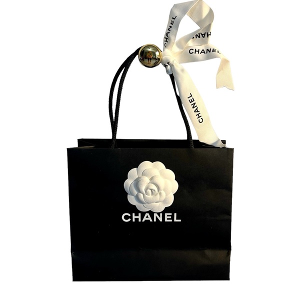CHANEL Other - CHANEL Black Paper Gift Tote Bag with ribbon